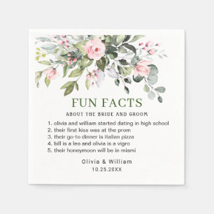 Simply Elegant Eucalyptus Fun Facts Wedding Napkin