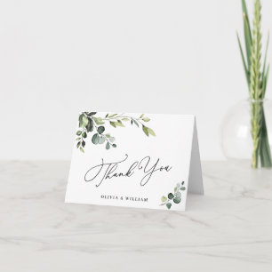 Simply Elegant Eucalyptus Watercolor Floral QR Thank You Card