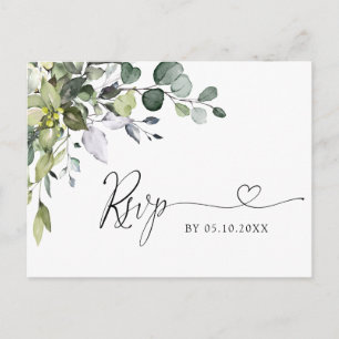 Simply Elegant Eucalyptus Watercolor Wedding RSVP Postcard