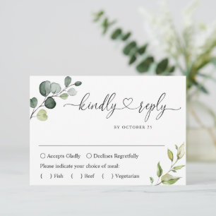 Simply Elegant Eucalyptus Wedding RSVP Card