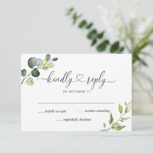 Simply Elegant Eucalyptus Wedding RSVP Card
