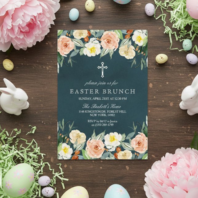 Simply Elegant Floral Easter Brunch Invitation (Creator Uploaded)