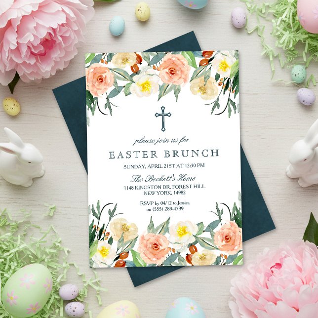 Simply Elegant Floral Easter Brunch Invitation (Creator Uploaded)