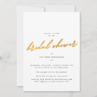 Simply Elegant Gold Bridal Shower Invitation
