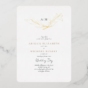 Simply Elegant Gold Foil Foliage Rounded Wedding