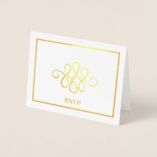 Simply Elegant Gold or Silver Ornament Foil RSVP Card