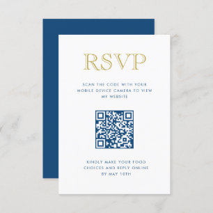 Simply Elegant Gold Vertical QR Code RSVP Card