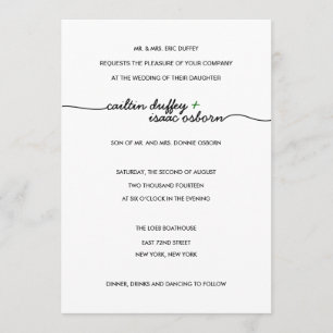 Simply Elegant Green Wedding Invitation