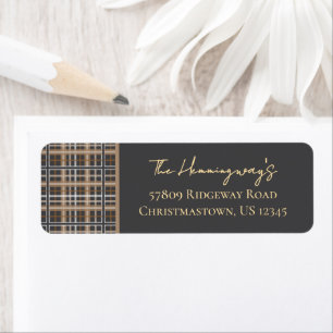 Simply Elegant Grey Holiday Plaid Return Address