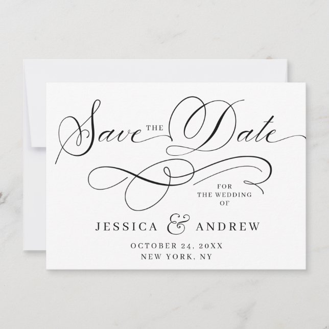 Simply Elegant Lettering Wedding Save the Date (Front)