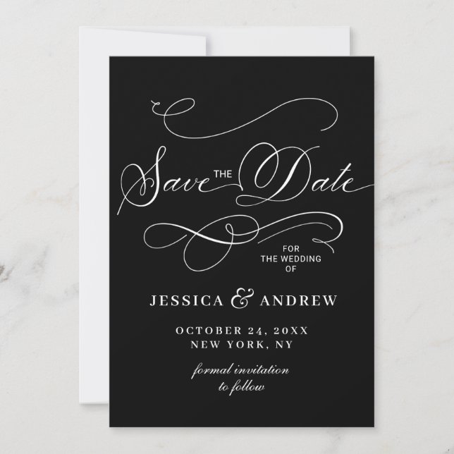 Simply Elegant Lettering Wedding Save the Date (Front)