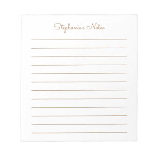 Simply Elegant Light Brown Lined Personalised Notepad