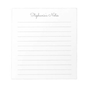 Simply Elegant Light Grey Lined Personalised Notepad