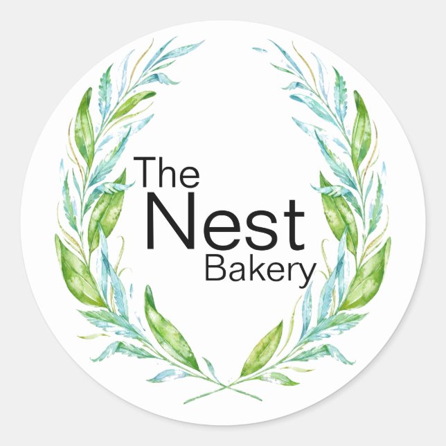 Simply Elegant Logo Laurel Branches for Business Classic Round Sticker (Front)