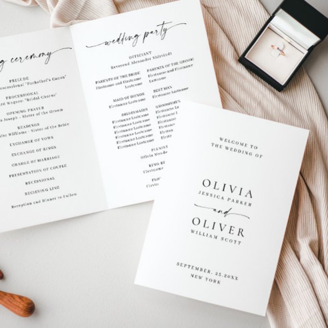 Simply Elegant Minimalist Wedding Ceremony Program (Creator Uploaded)