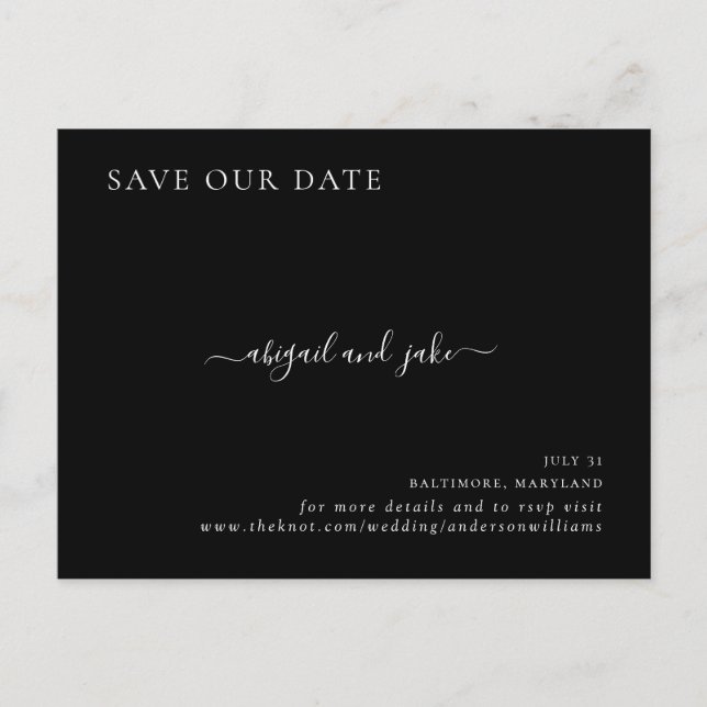 Simply Elegant Minimalist Wedding Save our Date Announcement Postcard (Front)