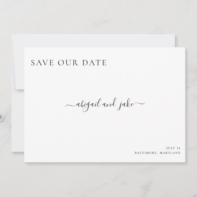Simply Elegant Minimalist Wedding Save our Date Save The Date (Front)