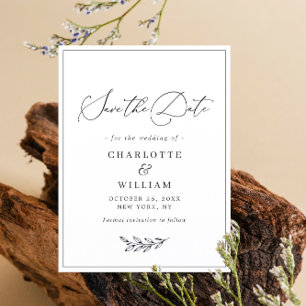 Simply Elegant Minimalist Wedding Save the Date Postcard