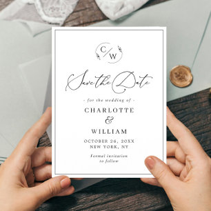 Simply Elegant Minimalist Wedding Save the Date Postcard
