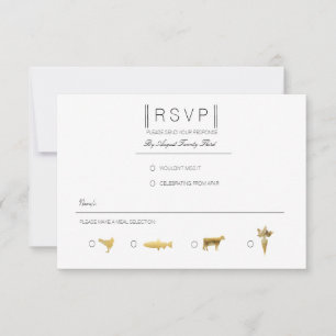 Simply Elegant Modern Black & Gold RSVP Card