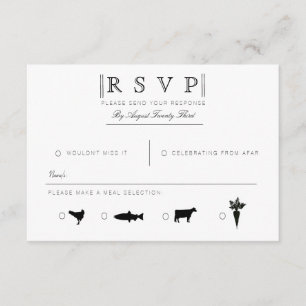 Simply Elegant Modern Black & White RSVP Card