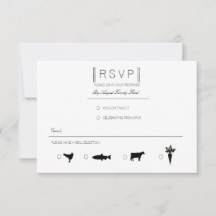 Simply Elegant Modern Black & White RSVP Card