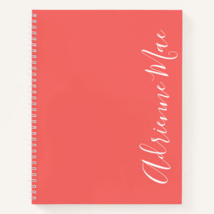 Simply Elegant Modern Coral Personalised Notebook