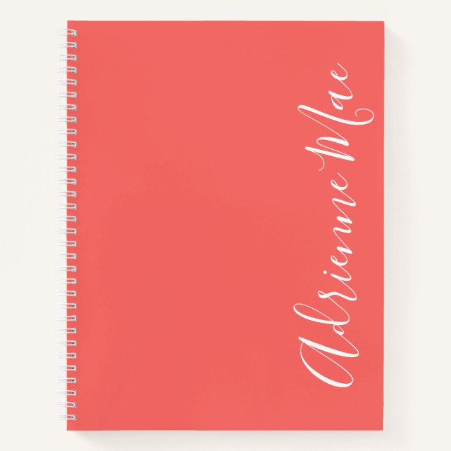 Simply Elegant Modern Coral Personalised Notebook (Front)