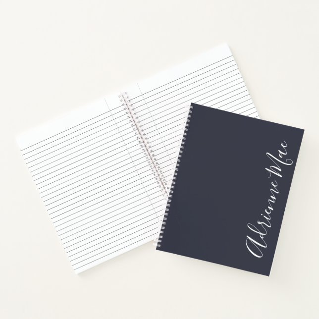 Simply Elegant Modern Navy Blue Personalised Notebook (Inside)