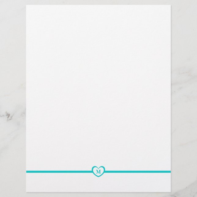 Simply Elegant Monogrammed Stationery - Teal (Front)