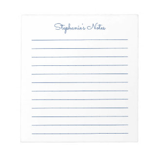 Simply Elegant Navy Blue Lined Personalised Notepad