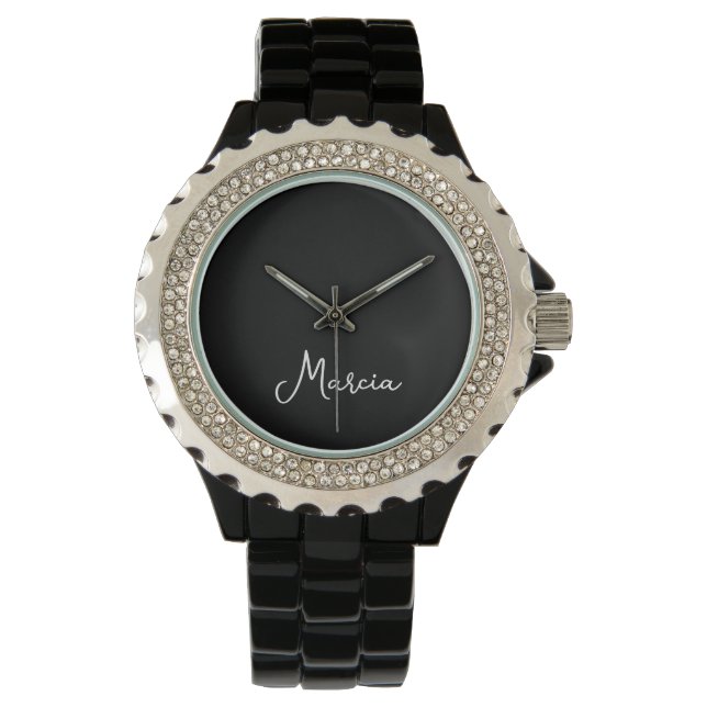 Simply Elegant Personalised Black Watch (Front)