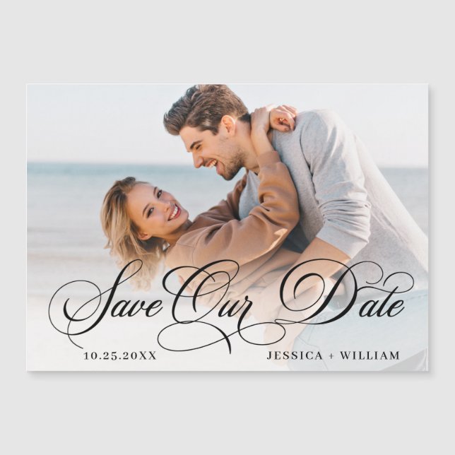 Simply Elegant Photo Wedding PHOTO Save The Date Magnetic Invitation (Front)