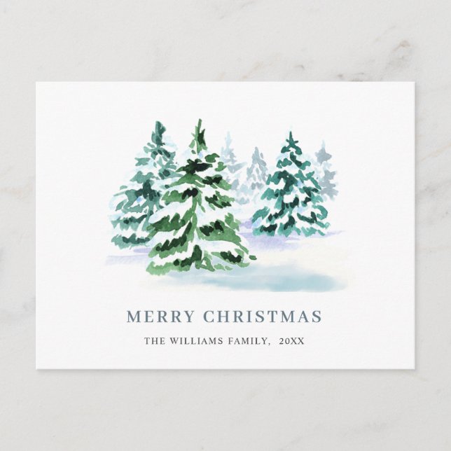 Simply Elegant Pine Tree Christmas Greeting Postcard (Front)