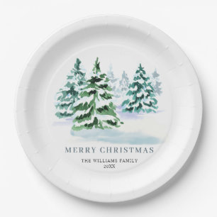 Simply Elegant Pine Tree Christmas Holiday Paper Plate