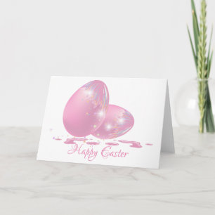 Simply Elegant Pink Easter Eggs Holiday Card