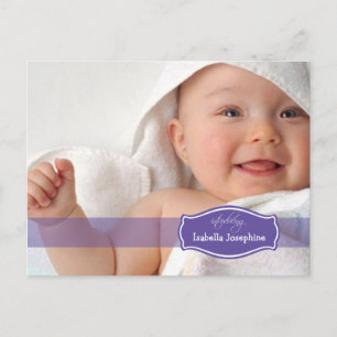 Simply Elegant (purple) Baby Birth Announcement Postcard
