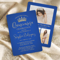 Simply Elegant Quinceañera 3 Photo Royal Blue Gold