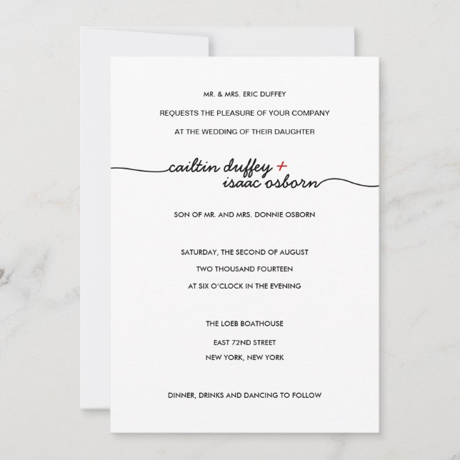 Simply Elegant Red Wedding Invitation (Front)