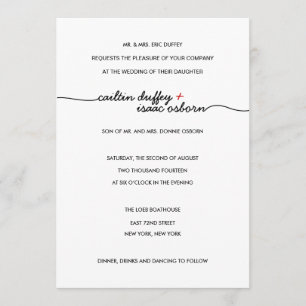 Simply Elegant Red Wedding Invitation