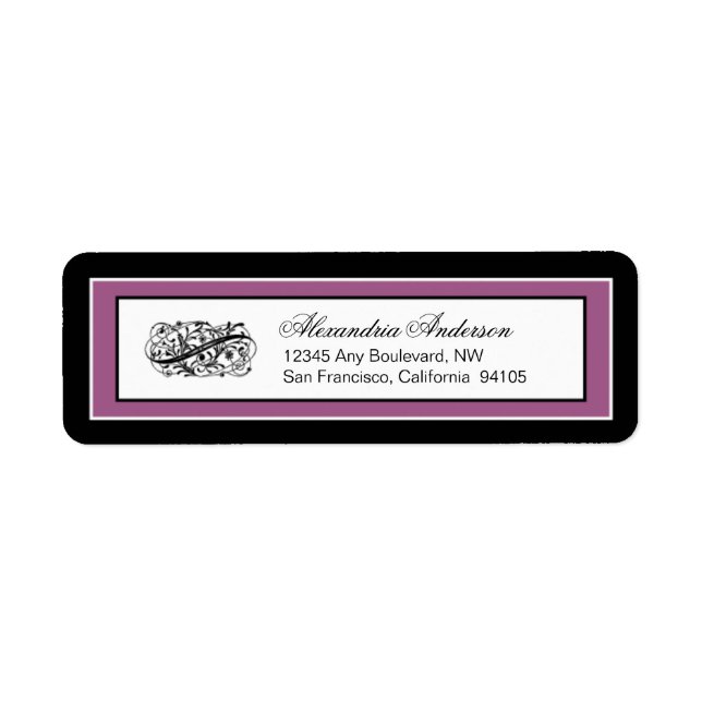 Simply Elegant Return Address Label (black/violet) (Front)