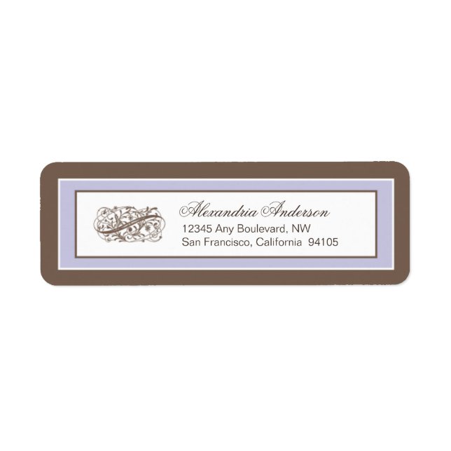 Simply Elegant Return Address Label (brown/lilac) (Front)