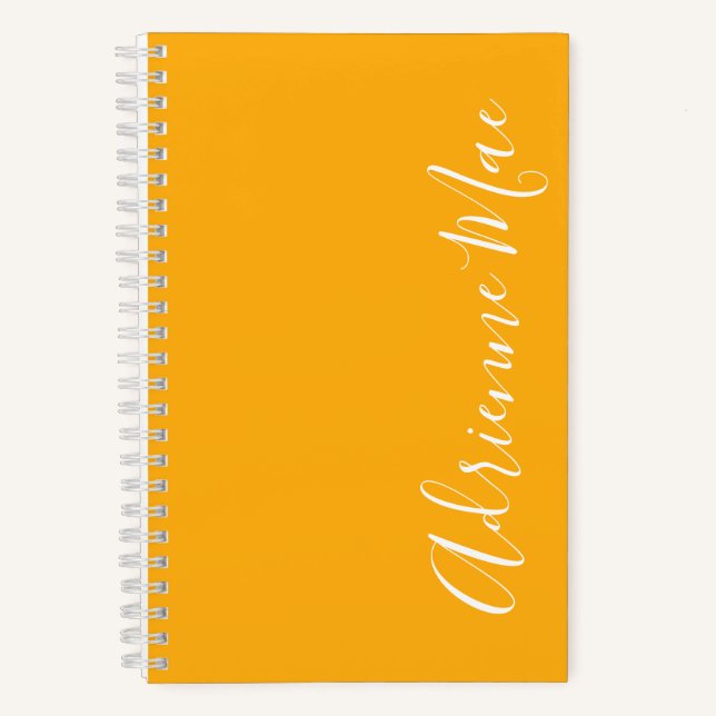 Simply Elegant Saffron Yellow Personalised 5.5x8.5 Notebook (Front)