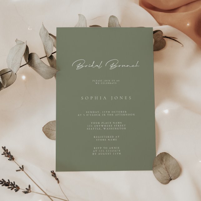 Simply Elegant Sage Green Bridal Brunch Invitation (Creator Uploaded)
