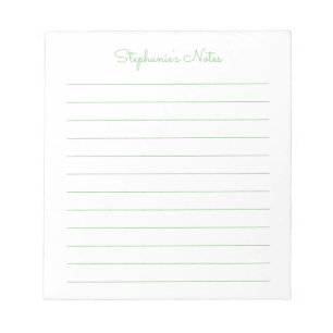 Simply Elegant Sage Green Lined Personalised Notepad