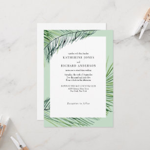 Simply Elegant Sage Tropical Palm Wedding Invitation