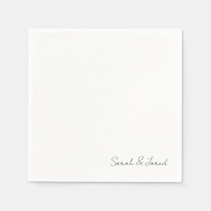 Simply Elegant Script Names White Wedding Cocktail Napkin