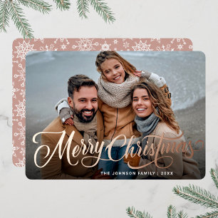 Simply Elegant Sparkle Christmas PHOTO Rose Gold