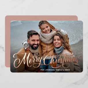 Simply Elegant Sparkle Christmas PHOTO Rose Gold