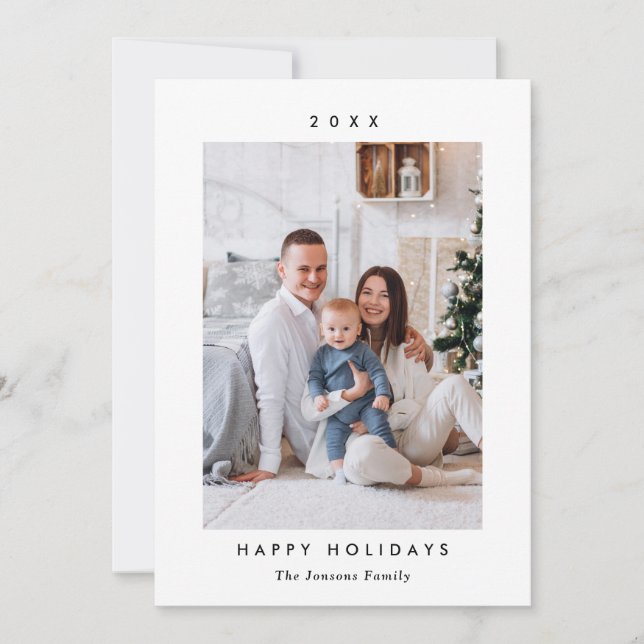 Simply Elegant Stylish 2 PHOTO Christmas Greeting Holiday Card (Front)